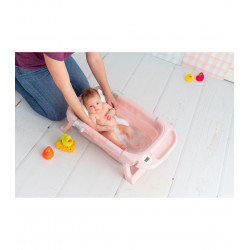 BAÑERA PLEGABLE CON HAMACA SILICONA ROSA