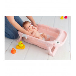 BAÑERA PLEGABLE CON HAMACA SILICONA ROSA