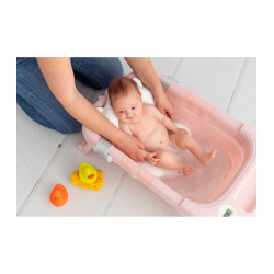 BAÑERA PLEGABLE CON HAMACA SILICONA ROSA