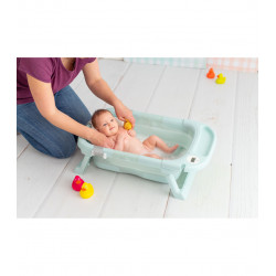 BAÑERA PLEGABLE CON HAMACA SILICONA AZUL