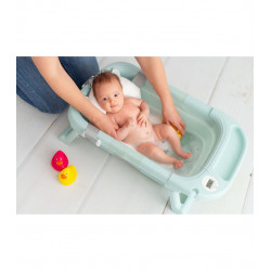 BAÑERA PLEGABLE CON HAMACA SILICONA AZUL