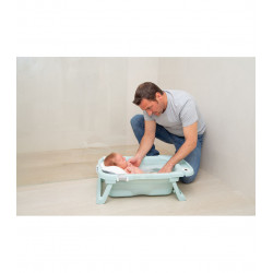 BAÑERA PLEGABLE CON HAMACA SILICONA AZUL