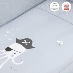 COLCHA+PROTECTOR CUNA 70 BE OCEAN GRIS 70X140X3CM