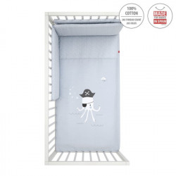COLCHA+PROTECTOR CUNA 70 BE OCEAN GRIS 70X140X3CM