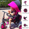 TRICICLO PLEGABLE MULTIETAPA 6 en 1, ROSA