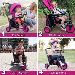 TRICICLO PLEGABLE MULTIETAPA 6 en 1, ROSA