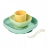SET VAJILLA SILICONA 4 PZAS VERDE/AMARILLO