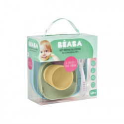 SET VAJILLA SILICONA 4 PZAS VERDE/AMARILLO