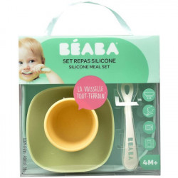 SET VAJILLA SILICONA 4 PZAS VERDE/AMARILLO