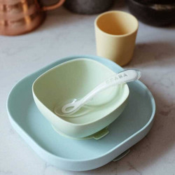 SET VAJILLA SILICONA 4 PZAS VERDE/AMARILLO