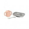 SET VAJILLA+TAZA SILICONA ROSA