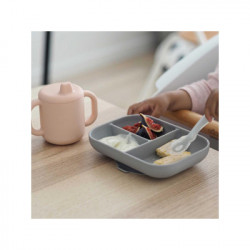 SET VAJILLA+TAZA SILICONA ROSA