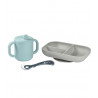 SET VAJILLA+TAZA SILICONA AZUL