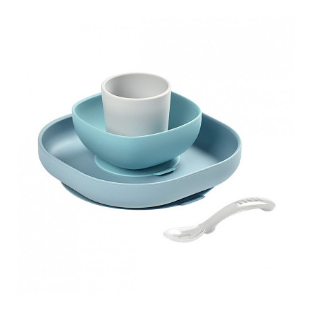 SET VAJILLA SILICONA 4 PZAS GRIS