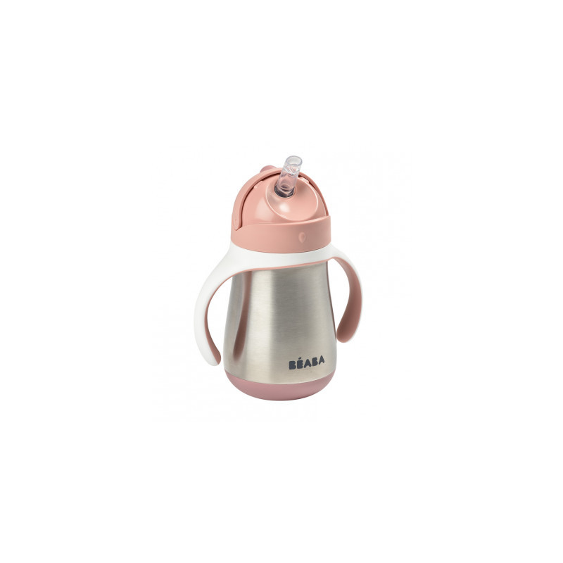 TAZA INOX 250ML C/CAÑITA C/ASAS OLD PINK