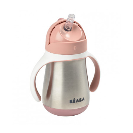 TAZA INOX 250ML C/CAÑITA C/ASAS OLD PINK