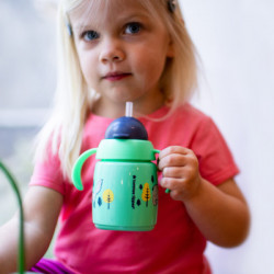 VASO DE APRENDIZAJE CON CAÑA 300ML TURQUESA