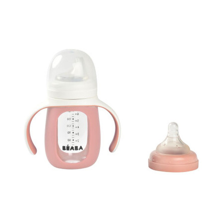 BIBERON CON ASAS CRISTAL 210ML PINK
