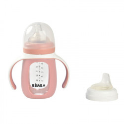 BIBERON CON ASAS CRISTAL 210ML PINK