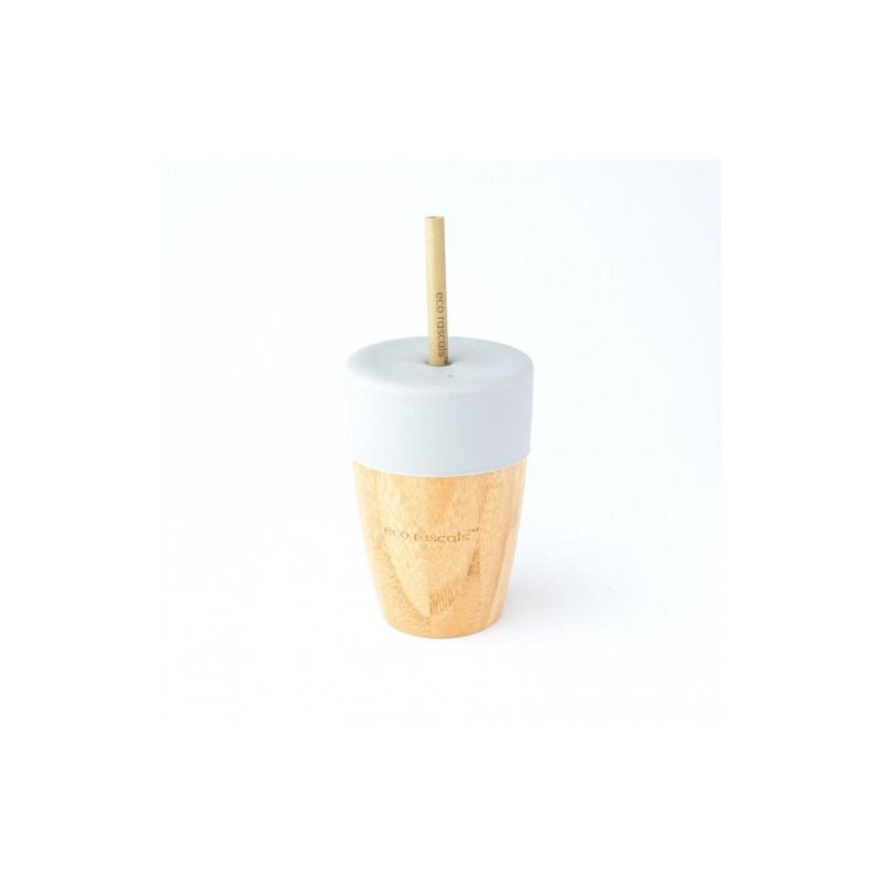 VASO BAMBOO 240ML GRIS ECO RASCALS PAJITA
