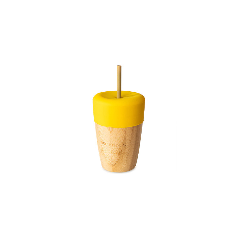 VASO BAMBOO 240ML AMARILLO ECO RASCALS PAJITA