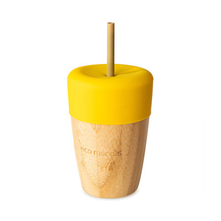 VASO BAMBOO 240ML AMARILLO ECO RASCALS PAJITA