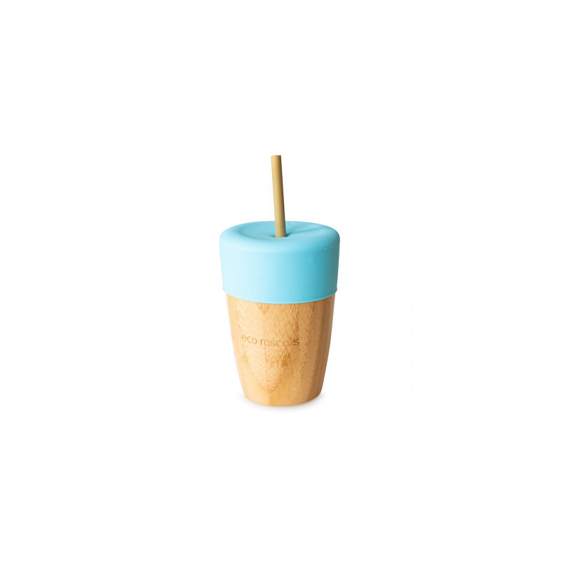 VASO BAMBOO 240ML AZUL ECO RASCALS PAJITA