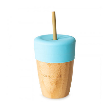 VASO BAMBOO 240ML AZUL ECO RASCALS PAJITA