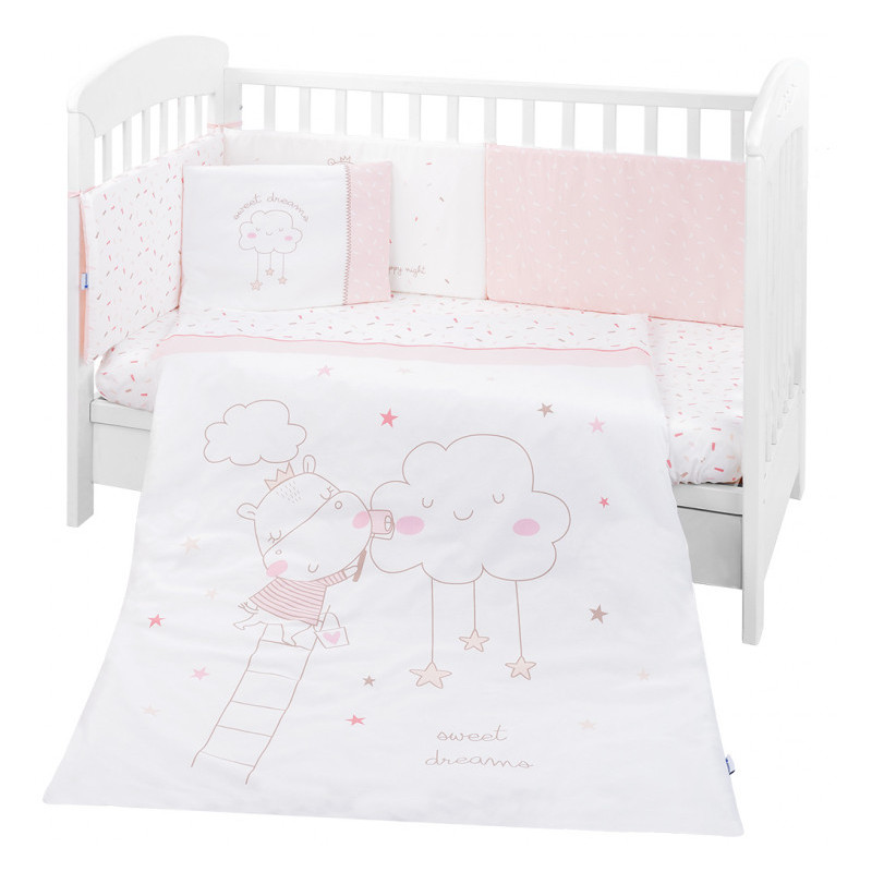 EDREDON DE CUNA 6 PIEZAS HIPPO DREAMS ROSA