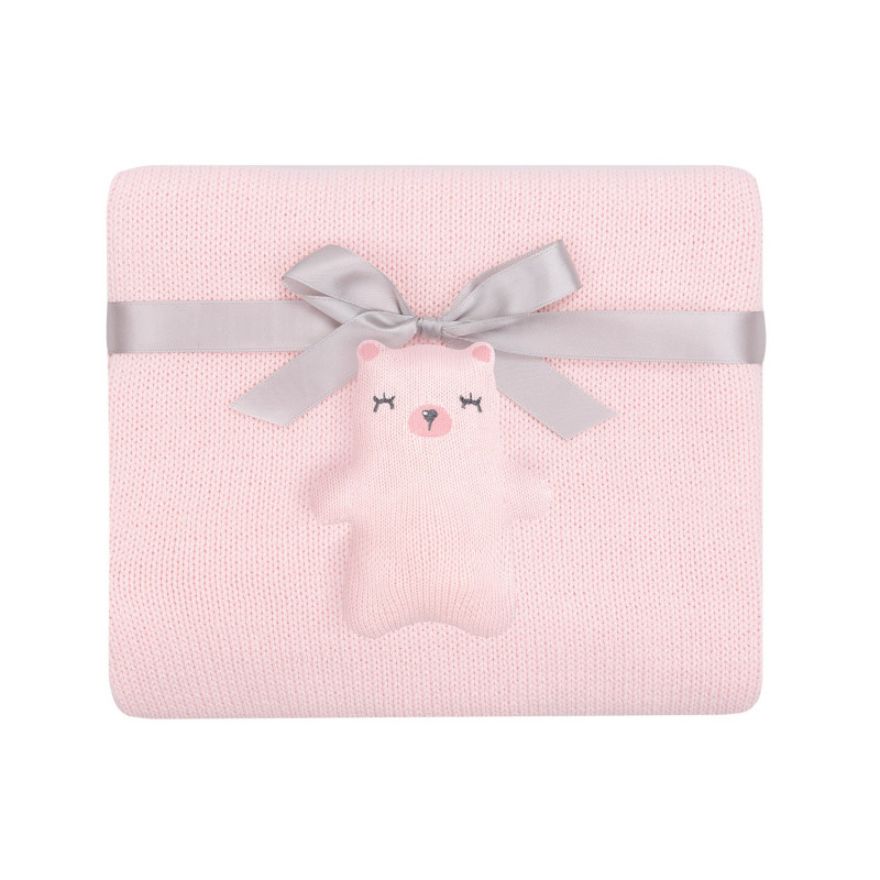 MANTA DE PUNTO OSO ROSA