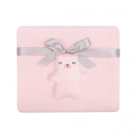 MANTA DE PUNTO OSO ROSA