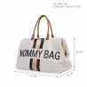 BOLSO MOMMY BAG GRANDE CRUDO RAYAS DORADAS/NEGRAS
