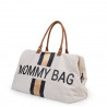 BOLSO MOMMY BAG GRANDE CRUDO RAYAS DORADAS/NEGRAS