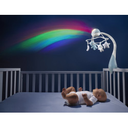 MÓVIL DE CUNA CON PROYECTOR ARCOIRIS CELESTE