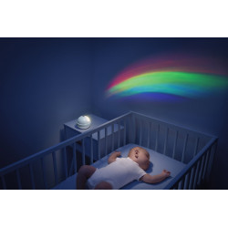 MÓVIL DE CUNA CON PROYECTOR ARCOIRIS CELESTE