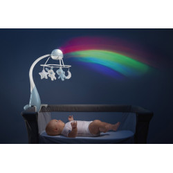 MÓVIL DE CUNA CON PROYECTOR ARCOIRIS CELESTE