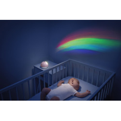MÓVIL DE CUNA CON PROYECTOR ARCOIRIS ROSA