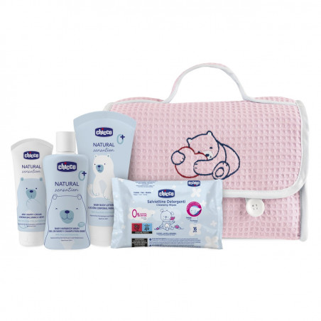 SET BOLSA COSMETICA PIQUÉ ROSA