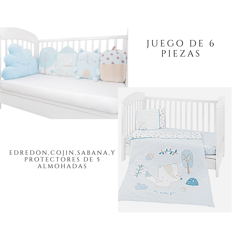 JUEGO 6 PIEZAS DE CUNA LITTLE FOX