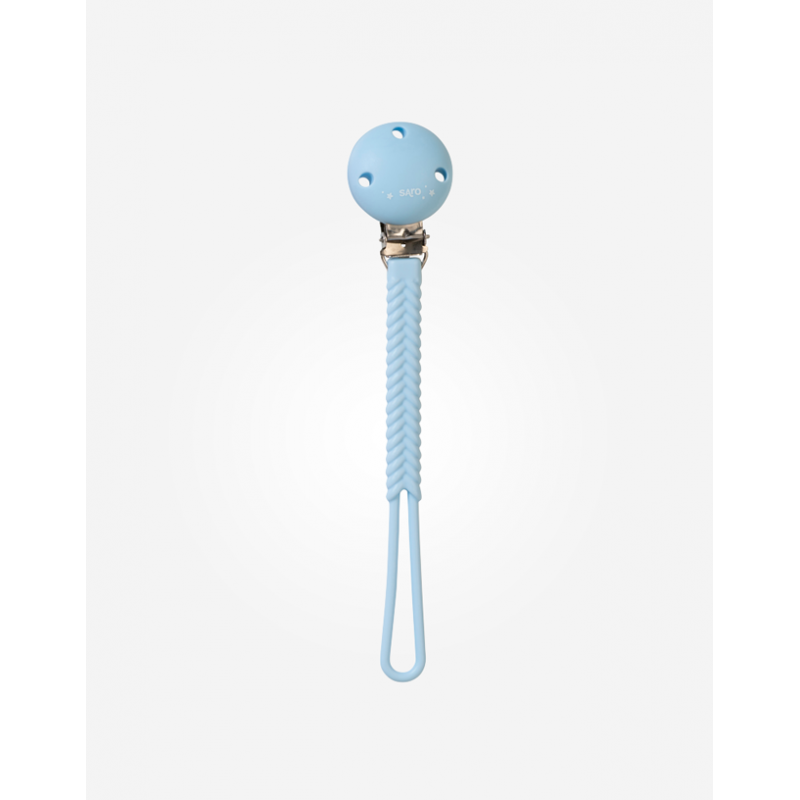 CLIP SUJETA CHUPETE SILICONA TRENZA AZUL