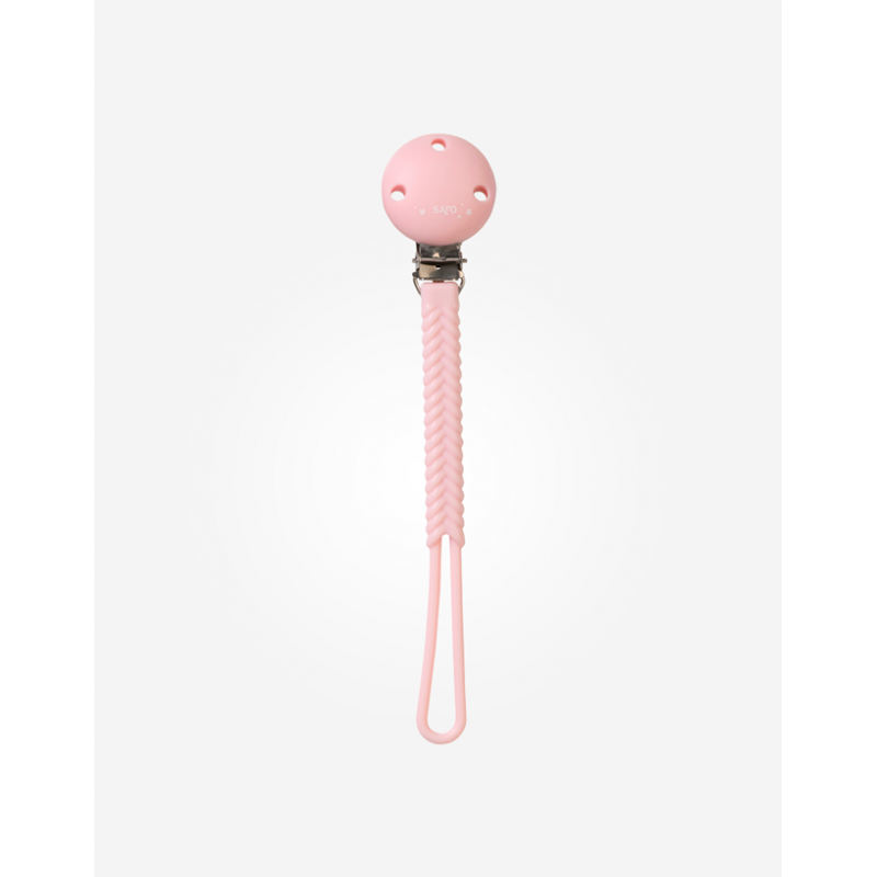 CLIP SUJETA CHUPETE SILICONA TRENZA ROSA