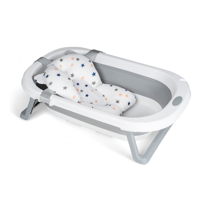 BAÑERA PLEGABLE CON COJIN DE BAÑO GRIS