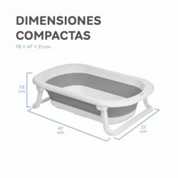 BAÑERA PLEGABLE CON COJIN DE BAÑO GRIS