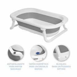 BAÑERA PLEGABLE CON COJIN DE BAÑO GRIS