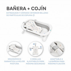 BAÑERA PLEGABLE CON COJIN DE BAÑO GRIS