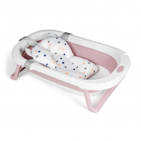 BAÑERA PLEGABLE CON COJIN DE BAÑO ROSA
